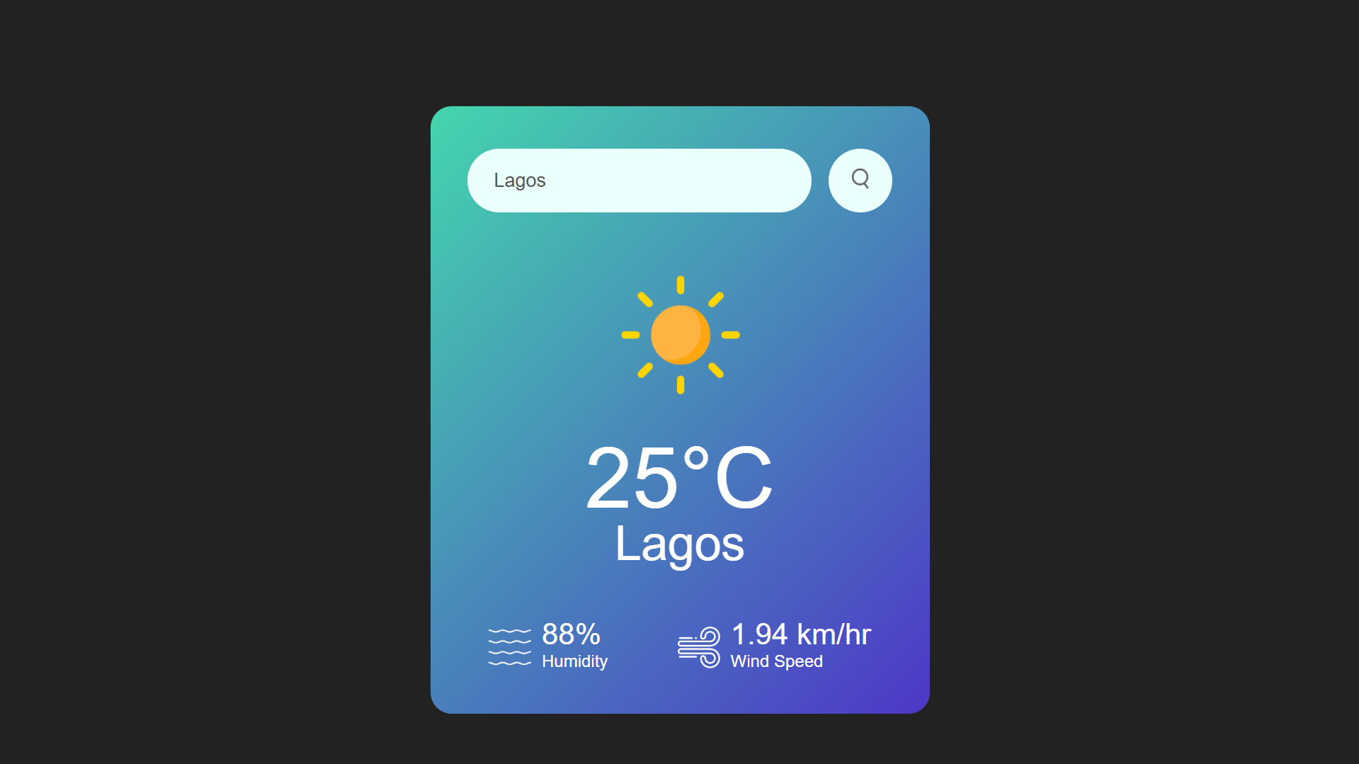 Weather website screenshot